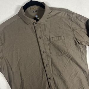 Kuhl Response Shirt Men Large L Tapered Fit Long Sleeve Brown Button Up Hike